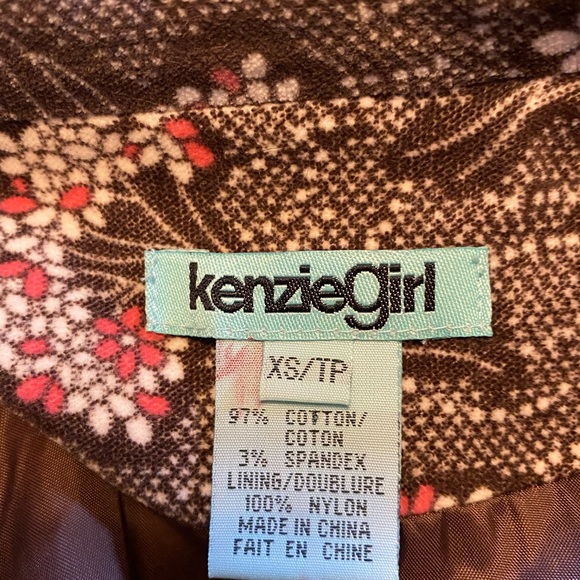 Kensie Girl Brown Flower Velvet blazer - Picture 4 of 5